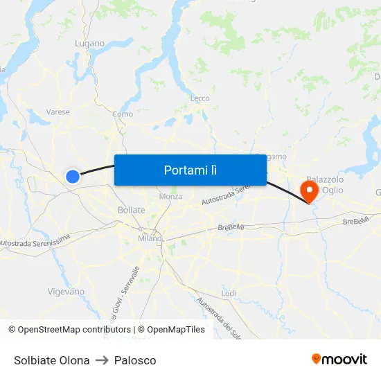 Solbiate Olona to Palosco map
