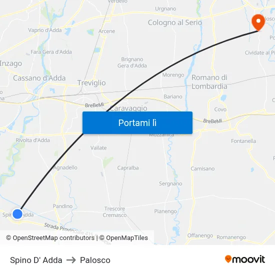 Spino D' Adda to Palosco map