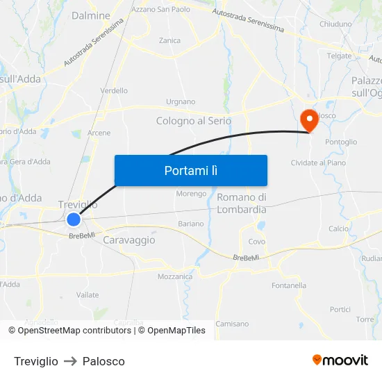 Treviglio to Palosco map