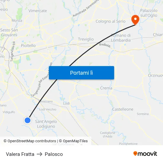 Valera Fratta to Palosco map