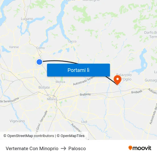 Vertemate Con Minoprio to Palosco map