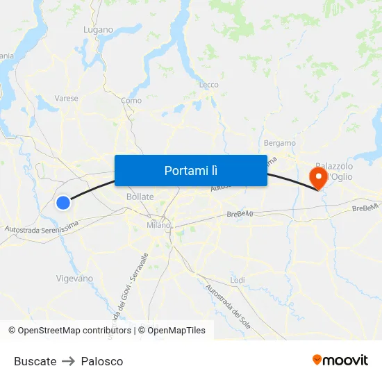 Buscate to Palosco map