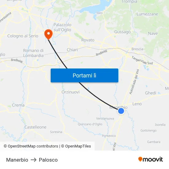 Manerbio to Palosco map