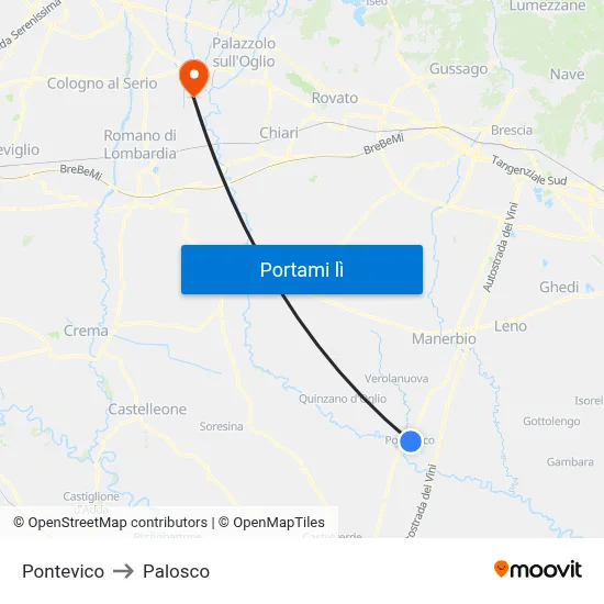 Pontevico to Palosco map