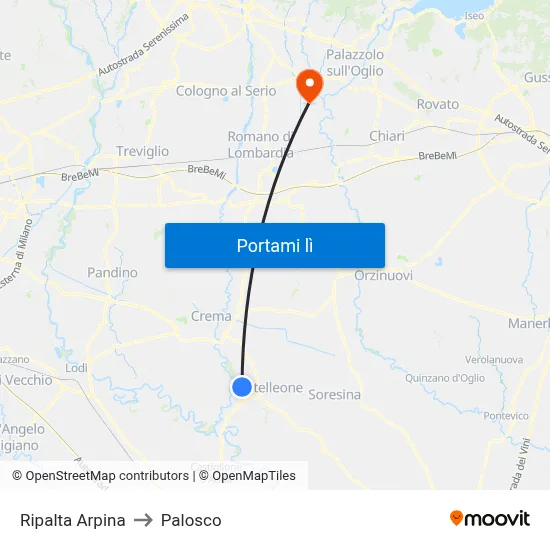 Ripalta Arpina to Palosco map