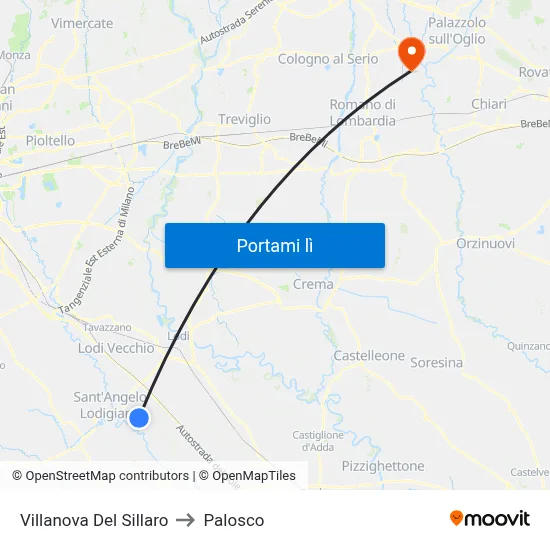Villanova Del Sillaro to Palosco map