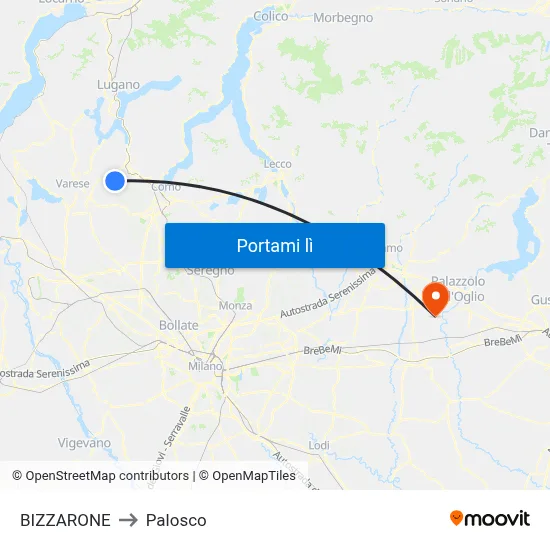 BIZZARONE to Palosco map