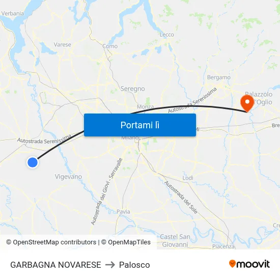 GARBAGNA NOVARESE to Palosco map