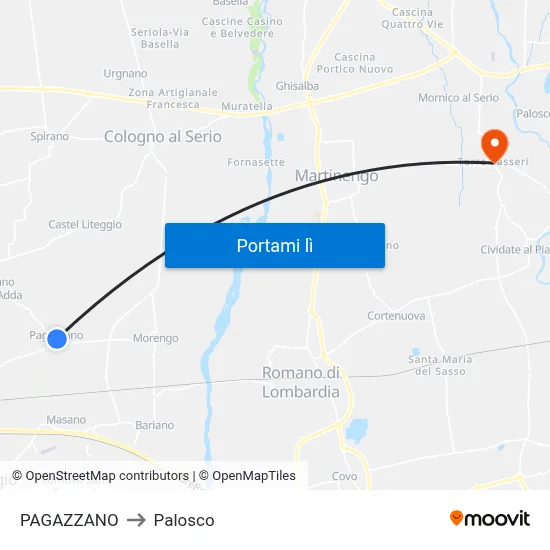 PAGAZZANO to Palosco map