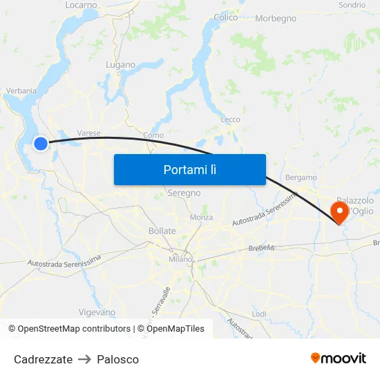 Cadrezzate to Palosco map