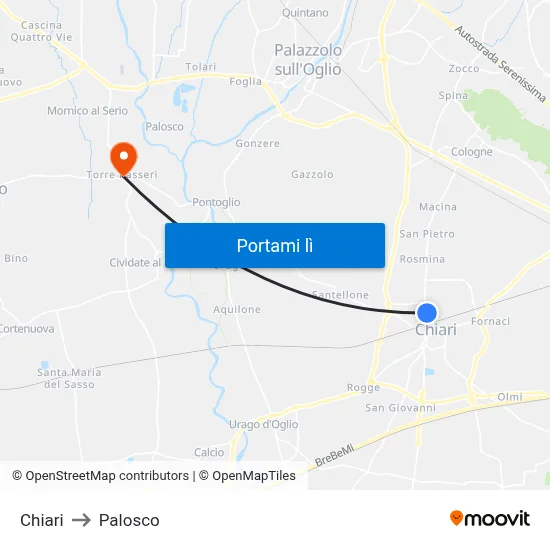 Chiari to Palosco map