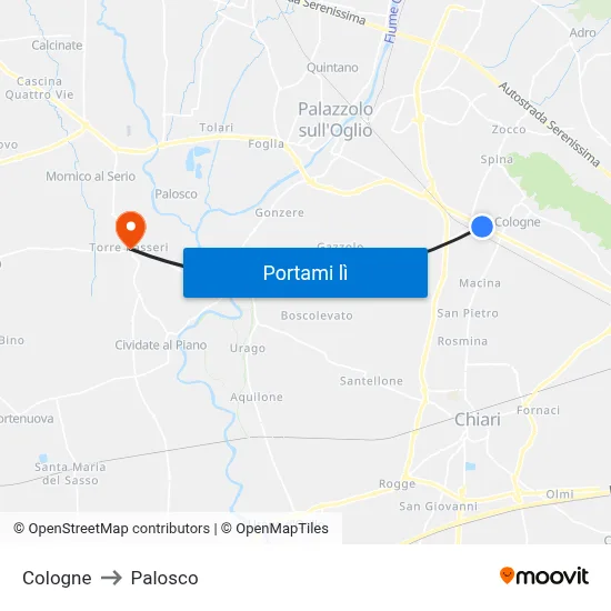 Cologne to Palosco map