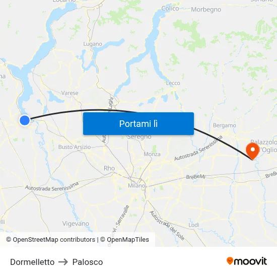 Dormelletto to Palosco map