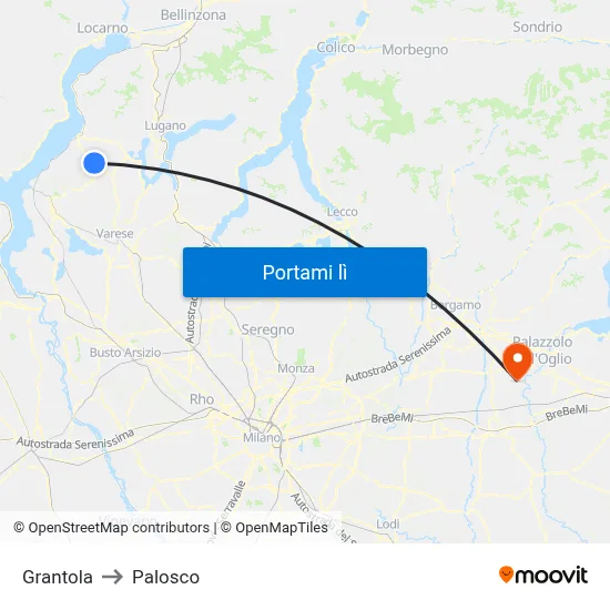 Grantola to Palosco map