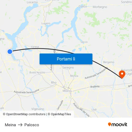 Meina to Palosco map