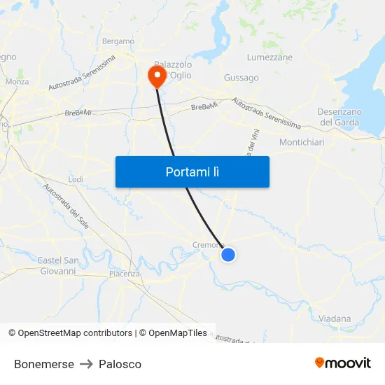 Bonemerse to Palosco map