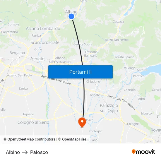 Albino to Palosco map