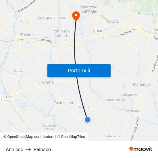 Annicco to Palosco map