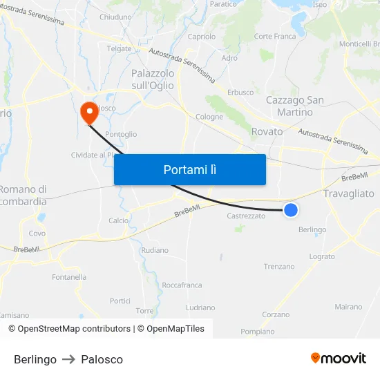 Berlingo to Palosco map