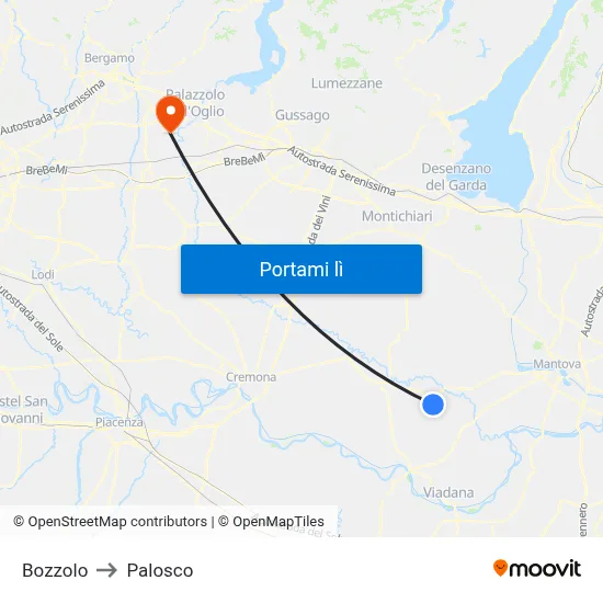Bozzolo to Palosco map