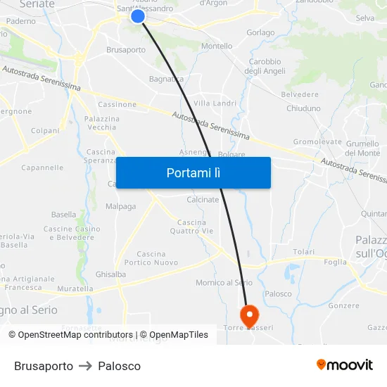 Brusaporto to Palosco map