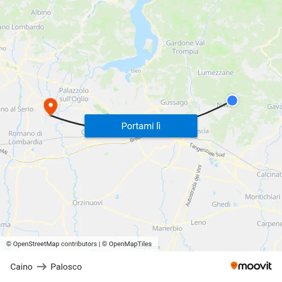 Caino to Palosco map