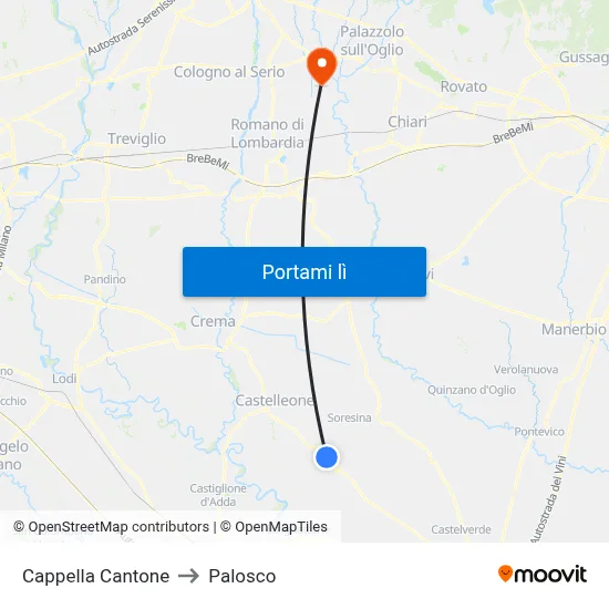 Cappella Cantone to Palosco map