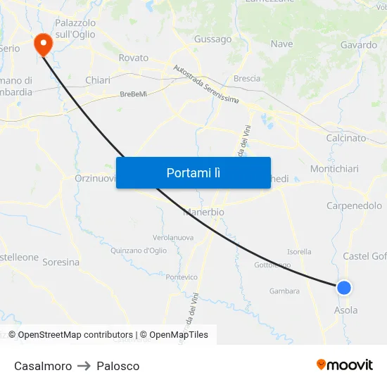 Casalmoro to Palosco map
