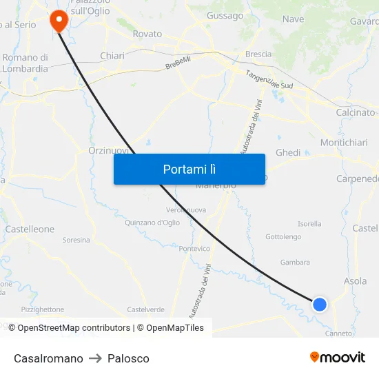 Casalromano to Palosco map
