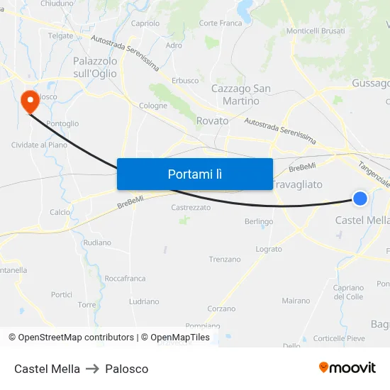 Castel Mella to Palosco map