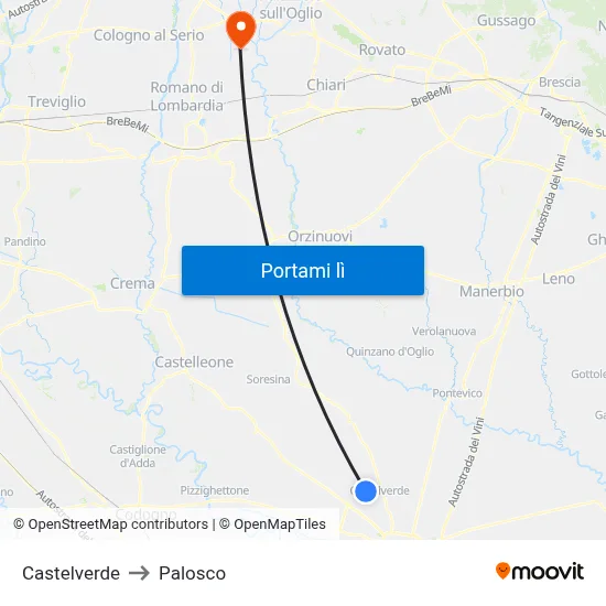 Castelverde to Palosco map