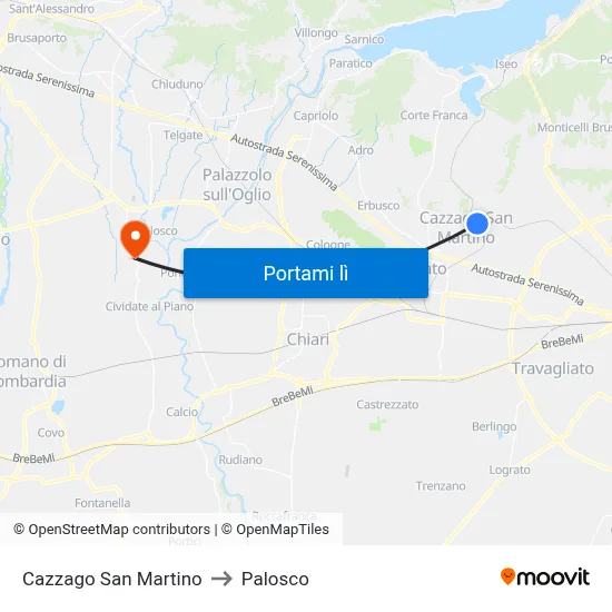 Cazzago San Martino to Palosco map