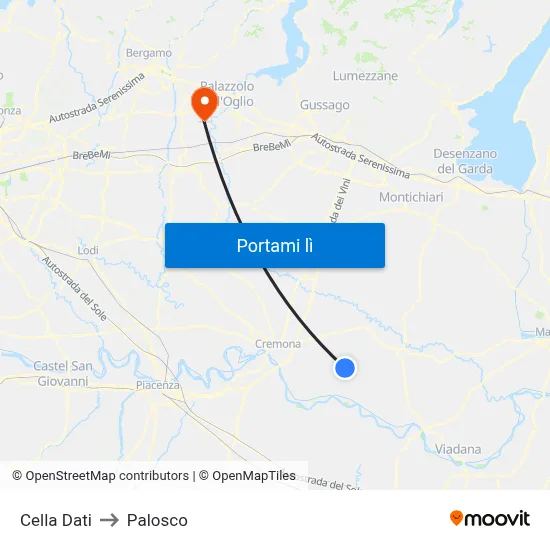 Cella Dati to Palosco map