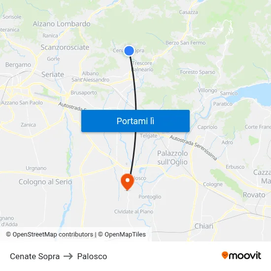Cenate Sopra to Palosco map