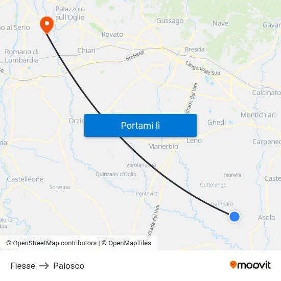 Fiesse to Palosco map
