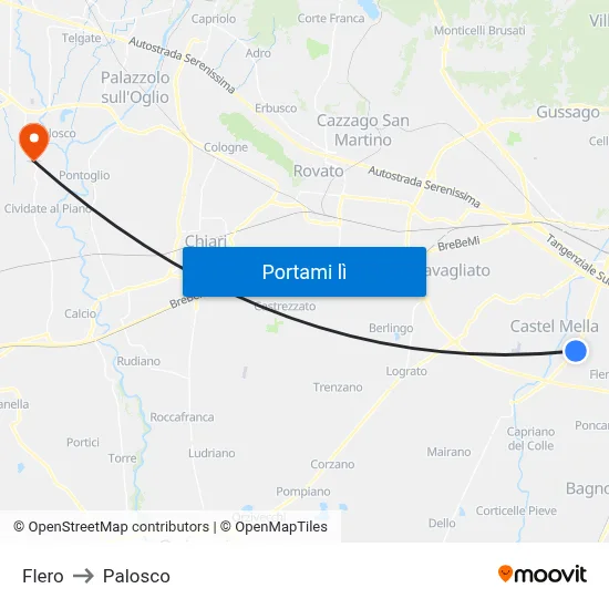 Flero to Palosco map
