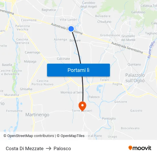 Costa Di Mezzate to Palosco map