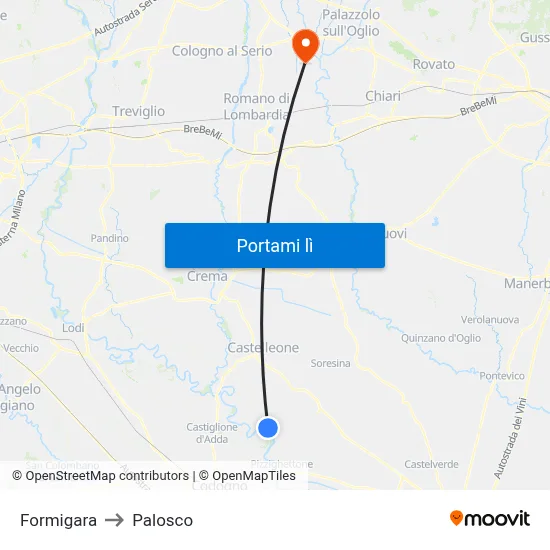 Formigara to Palosco map