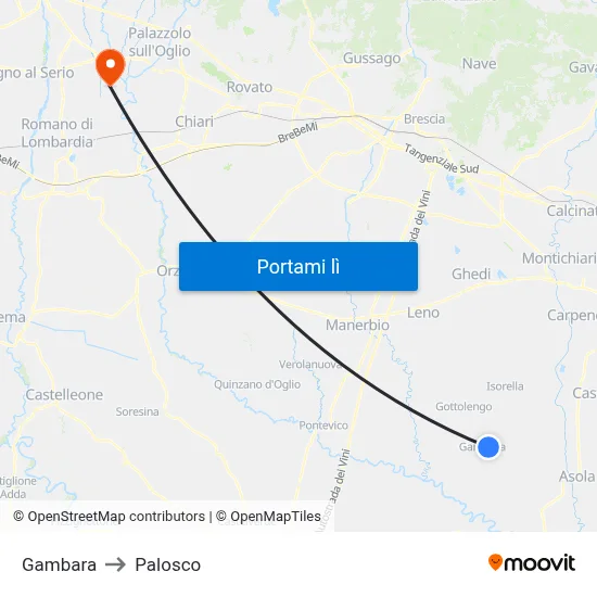 Gambara to Palosco map