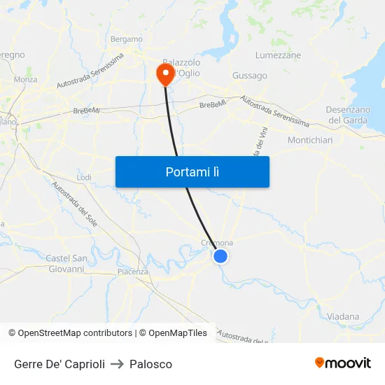 Gerre De' Caprioli to Palosco map