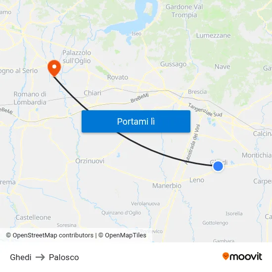 Ghedi to Palosco map