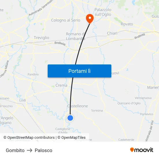 Gombito to Palosco map