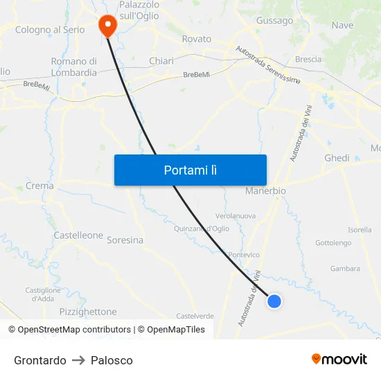 Grontardo to Palosco map