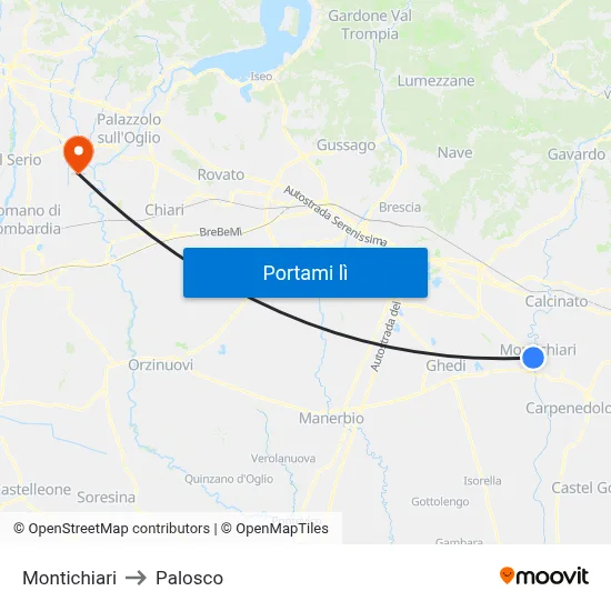 Montichiari to Palosco map