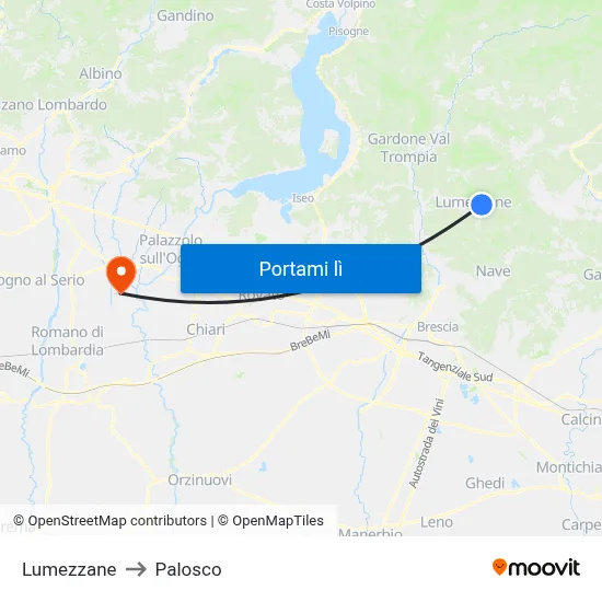 Lumezzane to Palosco map