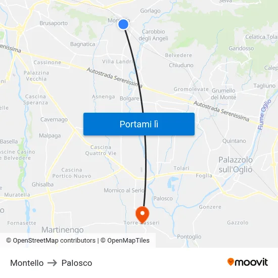 Montello to Palosco map