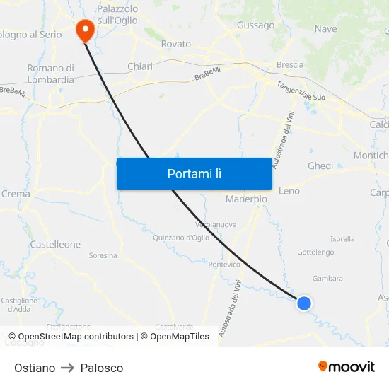 Ostiano to Palosco map