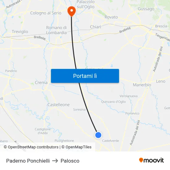 Paderno Ponchielli to Palosco map
