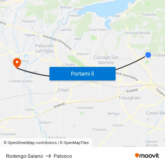Rodengo-Saiano to Palosco map