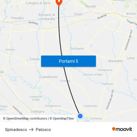 Spinadesco to Palosco map